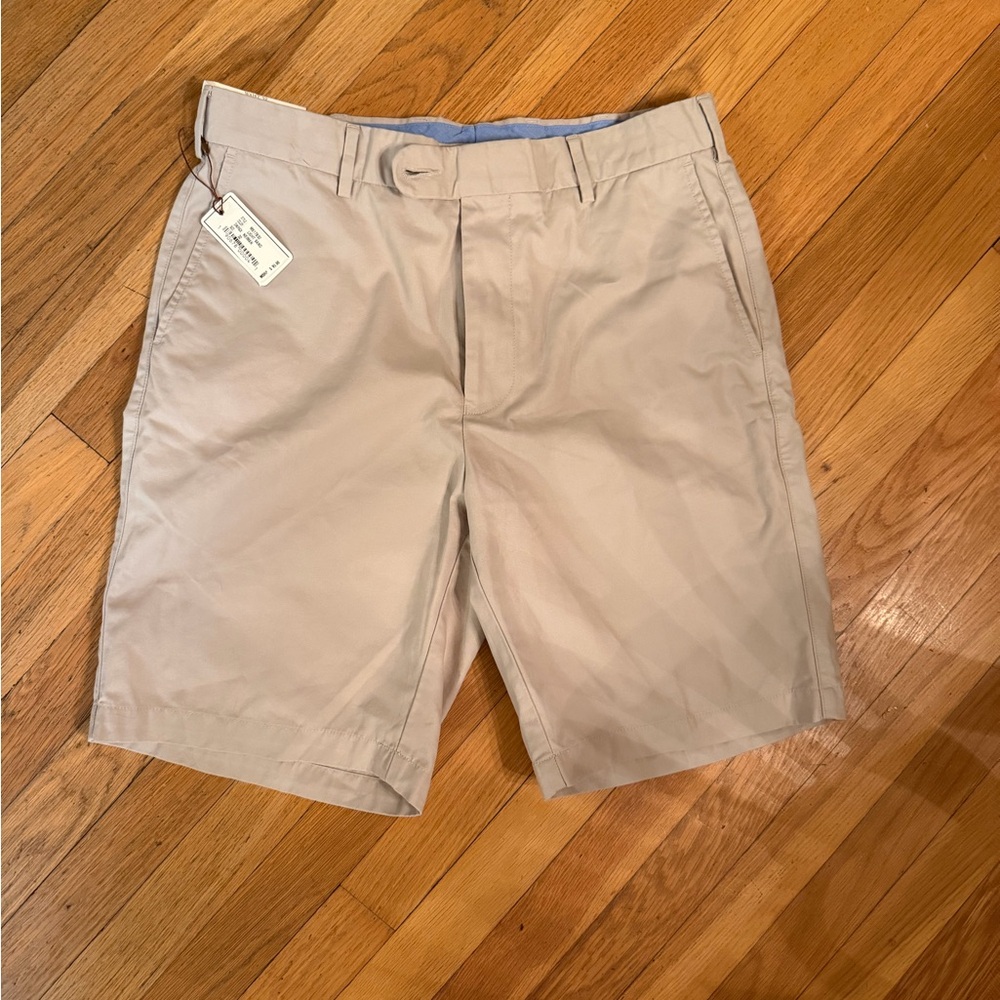 NWT*** Peter Millar Flat-Front Beige Cotton Shorts